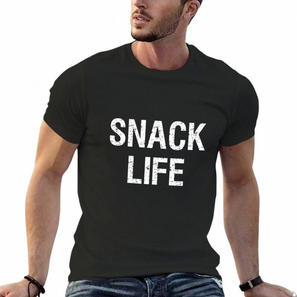 Snack Life T-Shirt Plus Boyut Üstleri Yaz Üstleri Kısa Kollu Tee Hayvan Prin için Erkekler Düz Beyaz Tişörtler Erkek G0WQ#