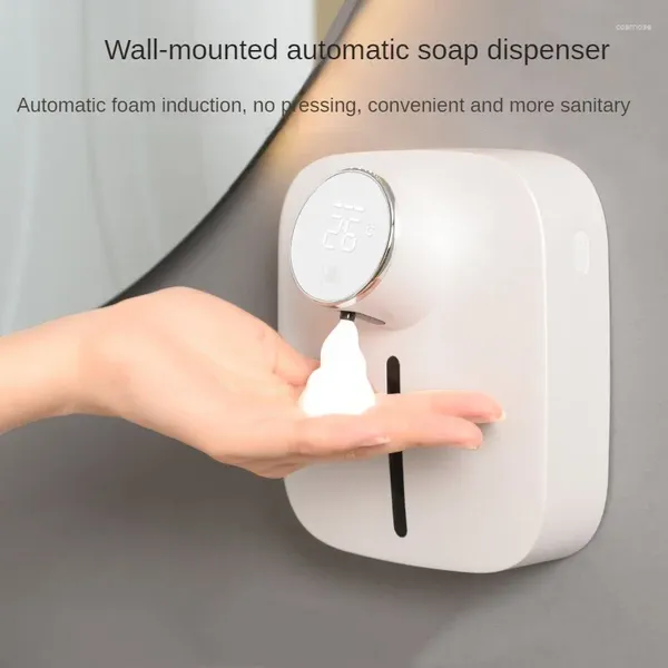 Dispenser di sapone liquido Modello di ricarica USB a induzione intelligente automatico Piccolo telefono cellulare per lavaggio in schiuma montato a parete