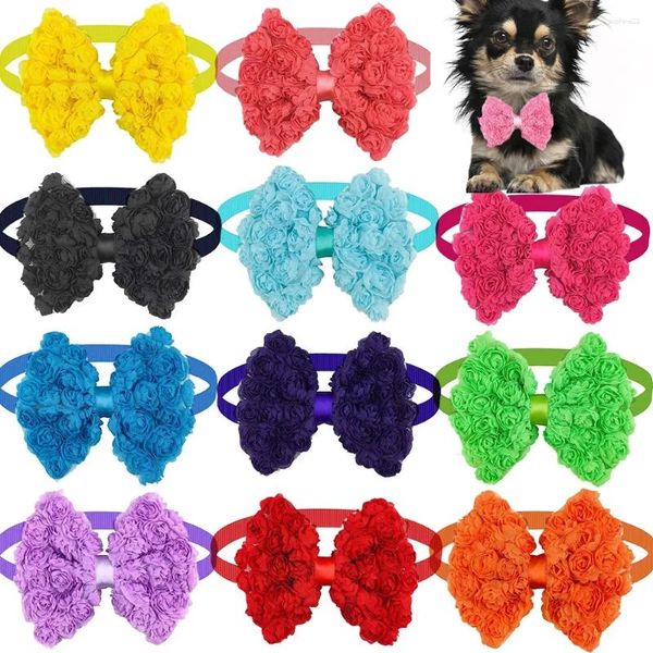 Köpek giyim 30 adet Sevgililer Günü Gül Çiçek Tarzı Bow Tie Pet Tımar Ürünü Köpek Kavrısı Malzemeleri Aksesuarları