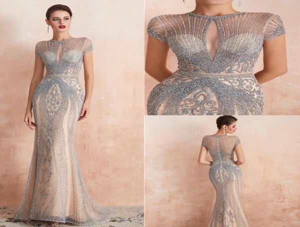 Gatsby 2019 luxo incrível frisado cristal sereia vestidos de noite yousef aljasmi lindo árabe real vestidos de baile pista moda in1938316