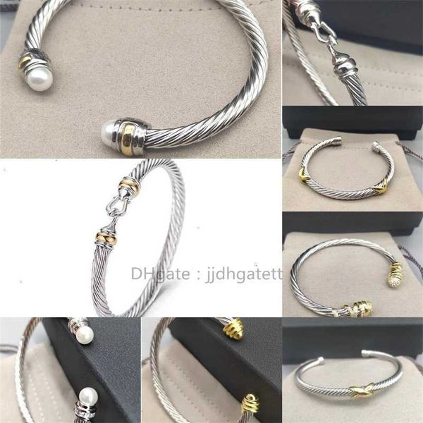 5MM Silber Retro handgemachte dicke Perle FrauenTrendy Twisted 4MM Draht Armband Verschluss offene Armbänder Marke Niche Design Männer Schmuck Zubehör