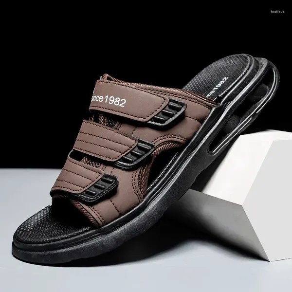 Chinelos Moda Homens Plataforma Slides Cool Slide Sapatos Única Banda Sandálias Antiderrapantes Casual Beach