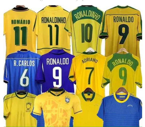 1998 brasilianische Fußballtrikots 2002 Retro-Trikots Carlos Romario Ronaldinho 2004 Camisa de Futebol 1994 Brasilien 2006 1982 RIVALDO ADRIANO JOELINTON 1988 2000 1957 201