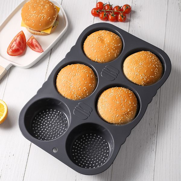 Teglia da forno per hamburger in silicone di grado 6 utensili da cucina a rilascio facile con stampo rotondo per pane francese