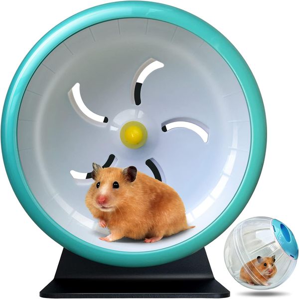 Hamsters de suporte ajustável Zoupgmrhs rodas de exercício, roda silenciosa de hamster 7 polegadas Rato (7 em azul)