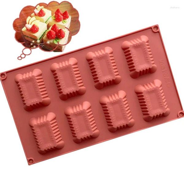 Moldes de cozimento 8 cavidade quadrado bolo molde de silicone sabão vela moldes de chocolate ferramentas de cozinha