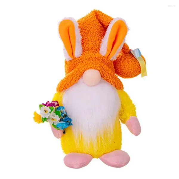 Decoração de festa gnome boneca ornamento artesanal páscoa sem rosto com luz led brilhante ovo cenoura primavera