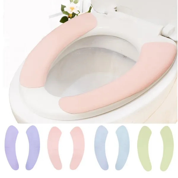 WC-Sitzbezüge, 2 Stück, Badezimmer, klebrig, einfarbig, Plüschkissen für Erwachsene, universeller Waschraum, wiederverwendbarer Bezug, Lila