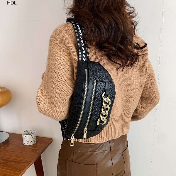 Eine Niche Design Damen-Hüfttasche, neue Ketten-Umhängetasche mit mehreren Fächern für lässige kleine Brusttasche und Handytasche