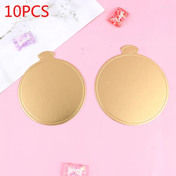 Conjuntos de talheres 10pcs 8/9cm Bolo Redondo Cartão Sobremesa Bandeja de Papel Coasters Exibe Kit Decorativo de Pastelaria