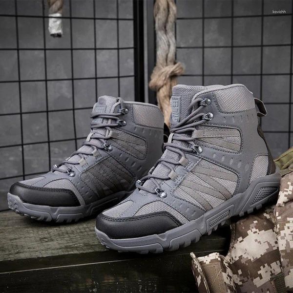 Fitnessschuhe Outdoor Grau Herren Militärische Taktische Stiefel Hohe Qualität Atmungsaktiv Wandern Männer Zu Fuß Größe 46 Botas Tacticas Hombre