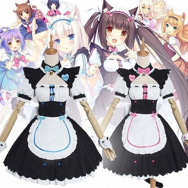 Anime chocola nekopara cosplay ternos baunilha empregada dr traje gato neko menina feminino cos define senhoras cosplay jogo saias w1t5 #