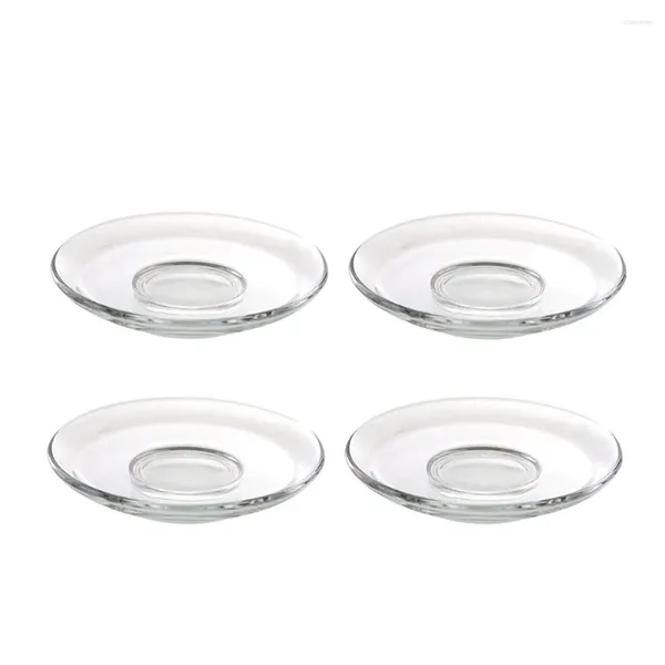 Tassen, Untertassen, 4-teiliges Schüssel-Set, Glas-Untertassen, Teebeutel, dekorative Snackschalen, transparent