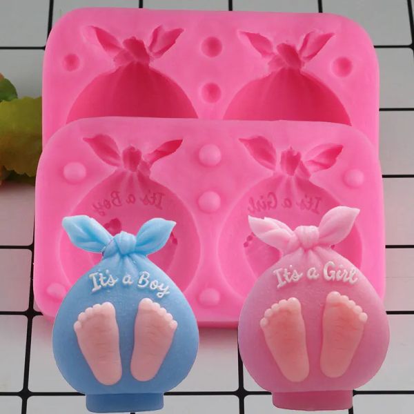 Accessori Mujiang 3d Sacchetti regalo per bambini Candela Stampo per sapone in silicone Baby Party Strumenti per decorare torte fondenti Stampi per caramelle al cioccolato Gumpaste