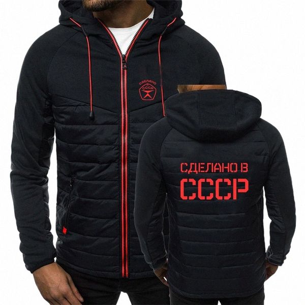 cccp russo nuovo autunno inverno patchwork ordinario URSS sovietico Uni giacca imbottita in cotone a sette colori stampa calda cappotti con cappuccio Q9Qd #