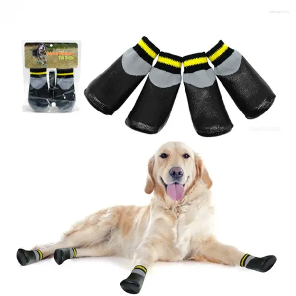 Vestuário para cães ao ar livre meias impermeáveis chuva desgaste antiderrapante antiderrapante sapatos elásticos de algodão com cinto fixo para todas as raças