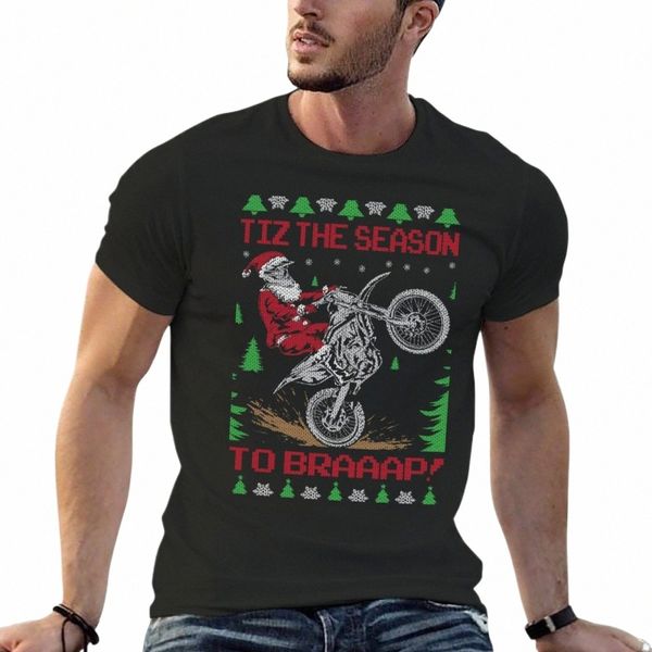 motocross Dirt Bike Ugly Christmas Santa T-shirt vestiti carini personalizzati tees semplici magliette nere per gli uomini p4lJ #