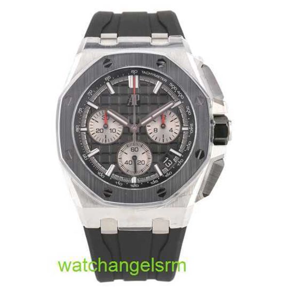 Coleção de relógios de pulso AP Royal Oak Offshore Series 26420SO Anel de cerâmica de aço de precisão traseiro Transparente Tempo Masculino Moda Lazer Esportes Máquinas Relógio