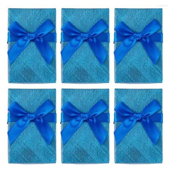 Sacchetti per gioielli Set di carta rettangolare da 10 pezzi Confezione regalo 8,4x5,4 cm con tappetino in spugna bianca Bowknot per anelli, collane, orecchini, forniture per imballaggio