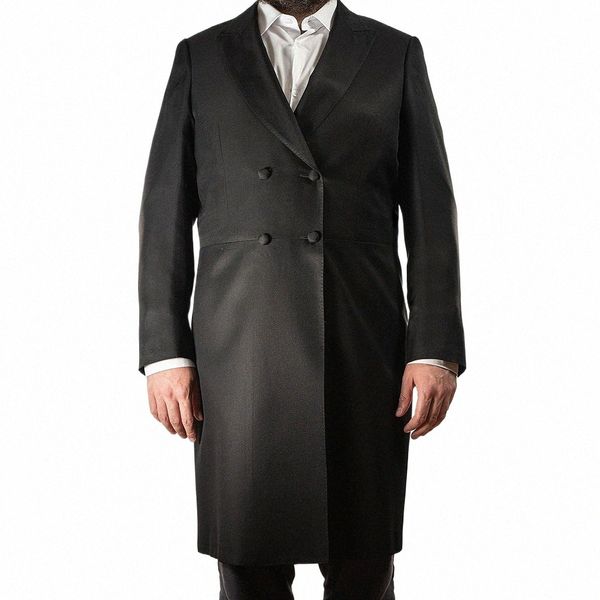 Классический черный однотонный мужской костюм Элегантный двубортный двубортный пиджак с лацканами Lg Fi Smart Повседневный свадебный фрак из 2 предметов y3rt #