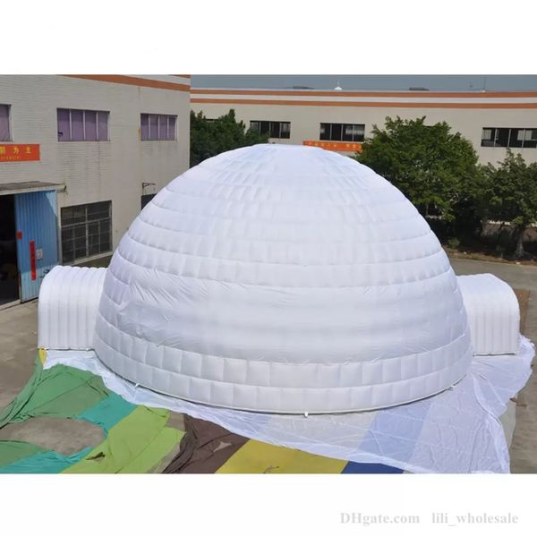 White White 8/10m de diâmetro gigante de ar gigante Igloo Dome tenda LED LED LED com 2 portas para grandes eventos de festa