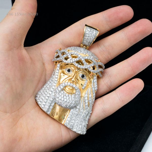 Atacado de aço inoxidável personalizado jesues 316l cz icedout diamante pingente de jesus