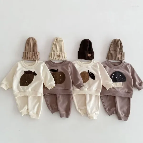 Set di abbigliamento 2 pezzi Corea neonati maschi ragazze bambini primavera autunno vestiti di cotone bambini felpa pullover top tailleur pantalone