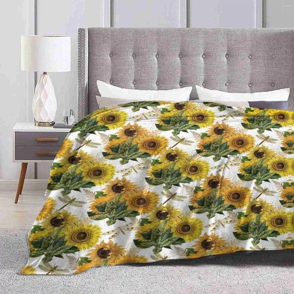 Coperte Girasoli E Libellule 1 Coperta Sottile, Morbida, Luce Calda, Coltiva Il Sole Dei Fiori Di Palude, Che Nidifica