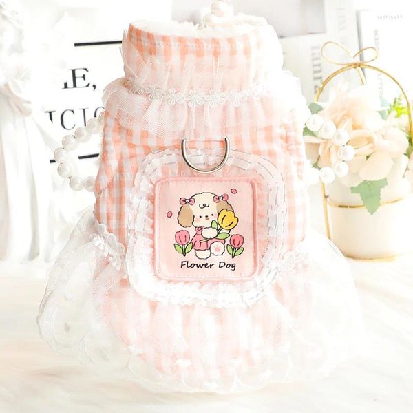 Hundebekleidung Spitze süßer Rock Kleidung Kleid Mode Traktion Hunde Kleidung Kawaii kleines rosa Haustierkostüm Herbst Winter Ropa Para Perro