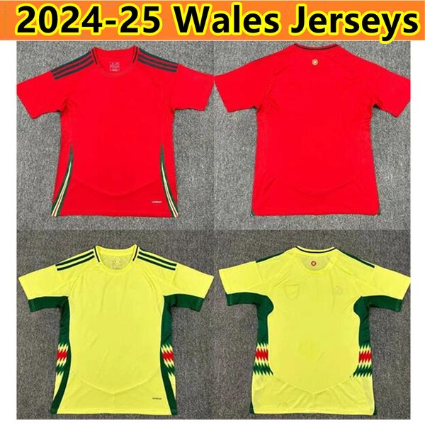 2024 25 Waleses Soccer Jerseys BALE WILSON ALLEN RAMSEY Coppa nazionale mondiale Rodon VOKES Maglia da calcio casa lontano Manica corta Uniformi per adulti da uomo kit per bambini