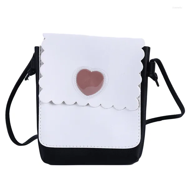 Borse a tracolla piccole con coulisse Borse da donna Love Peach Borsa singola quadrata per cellulare Pu Patchwork Borse da donna Bolsa Feminina