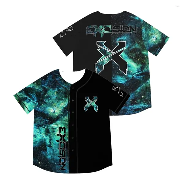 Herren T-Shirts Excision Baseball Jersey Nexus Tour 2024 V-Ausschnitt Kurzarm T-Shirt Männer Frauen Streetwear Hip Hop Kleidung