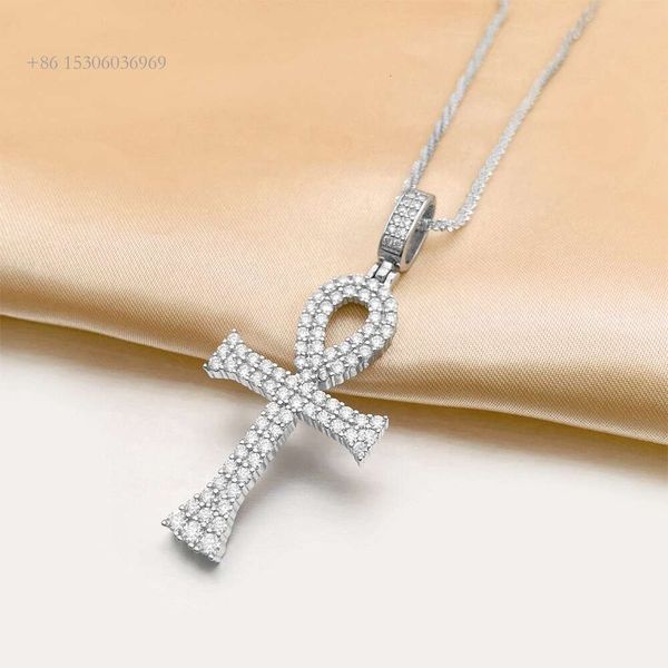 Hip Hop Schmuck Micro Pave Herren Kreuz Halskette vergoldeter Anhänger