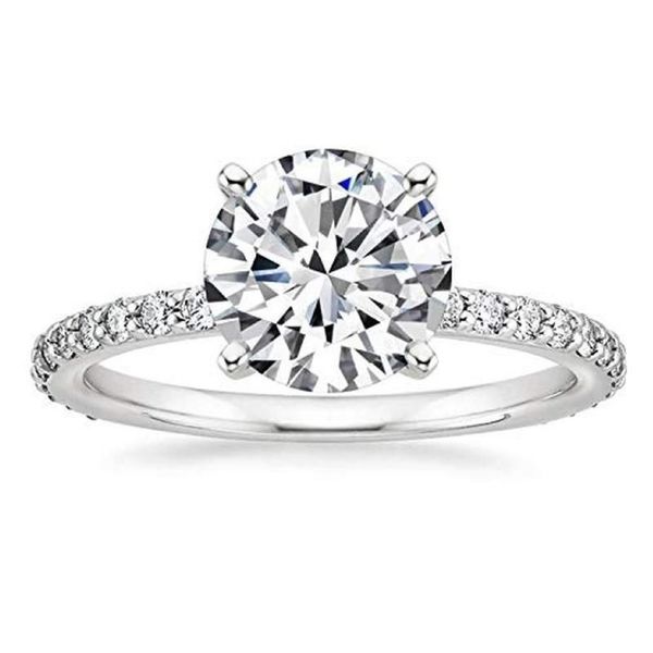 Anelli a grappolo EAMTI Argento sterling 925 per donna 1/25 CT Solitario rotondo Anello di fidanzamento con zirconi cubici Misura promessa 4-12321k