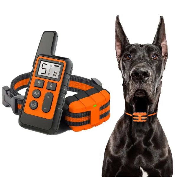 Álbuns novo 500m à prova dwaterproof água coleira de treinamento do cão pet controle remoto recarregável choque som vibração coleira do cão controle remoto