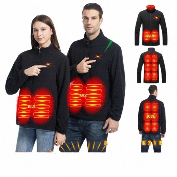 2023 uomini USB giacca in pile riscaldata giacche invernali calde giacche imbottite riscaldanti USB termostato intelligente abbigliamento riscaldato di colore puro