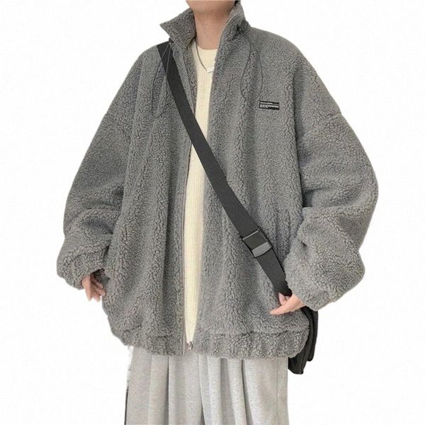 giacca da uomo in stile coreano tendenza allentata Trench da uomo Cerniera calda Abbigliamento da uomo Giacca a vento da uomo in peluche invernale s0Qn #