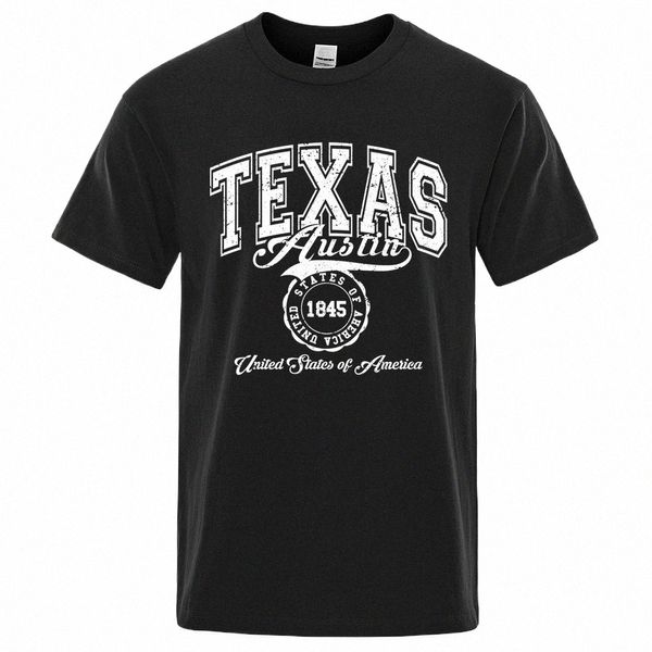 Texas Austin Estados Unidos da América Camiseta Homens Mulheres Camisetas Hip Hop Respirável Camiseta Casual Roupas 100% Cott Tops K4v6 #