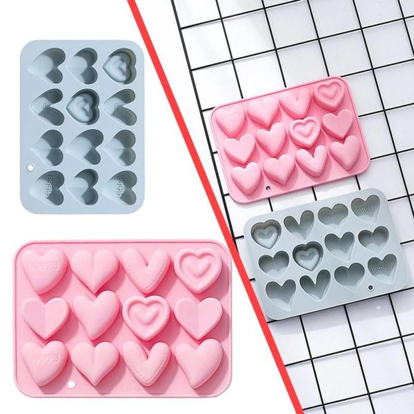 Stampi da forno 12 cavità Stampo per torta in silicone a forma di cuore Stampo per caramelle al cioccolato Strumento per la creazione di gelatina Forniture per decorazioni per cupcake Strumenti fai da te