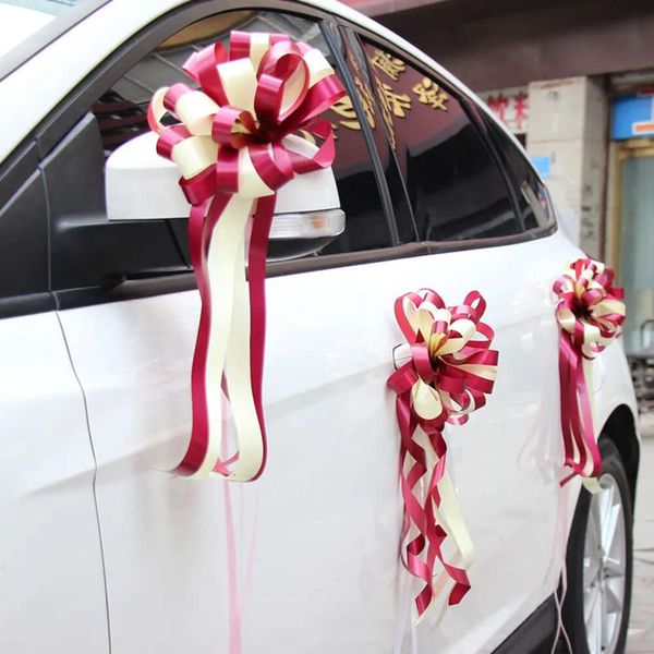 Arranjos de acessórios de decoração de carro puxar fita de casamento bola de flor artificial