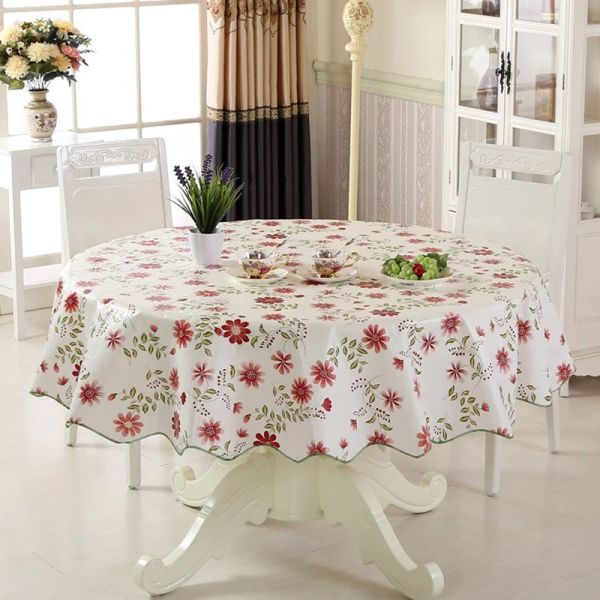 Schroevendraaiers toalha de mesa de plástico pvc estilo nórdico toalha de mesa redonda padrão de flores pastorais à prova de óleo à prova d' água pano de mesa de cozinha