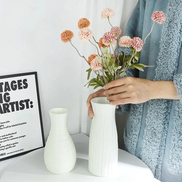 Vasen Nordic Kunststoff Vase Einfache Kleine Frische Blumentopf Lagerung Flasche Für Zuhause Wohnzimmer DIY Anordnung Dekoration