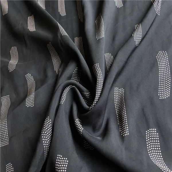 Tessuto 1 metro 100% seta di gelso 14 momme tipo sottile tessuto per abiti in chiffon di seta nero stampato 110 cm 44 