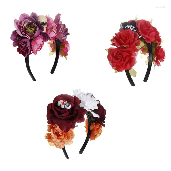 Yaratıcı Saç Kasnağı için Başlıklar Big Flower Head Bandı Kafatası Sapık Aksesuarları Hediye Cadılar Bayramı Noelleri