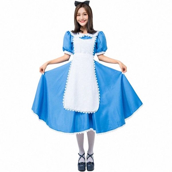 Umorden wderland alice traje para mulheres adultas azul dr plus size xxl empregada cosplay outfit halen festa 6254 #