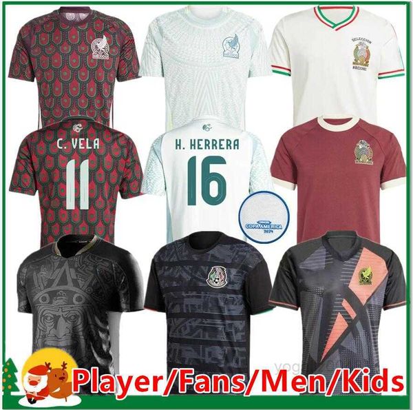 2024 México camisa de futebol H. LOSANO CHICHARITO G DOS SANTOS C. VELA 24 25 Homens mulheres crianças kit esportes camisa de futebol conjuntos de treinamento MEXICANO em casa uniforme goleiro