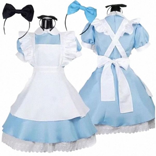 Halen Kadın Yetişkin Anime Alice Macera Mavi Parti Dr Alice Rüya Kadınlar Sissy Hizmetçi Lolita Cosplay Kostümü T7ny#