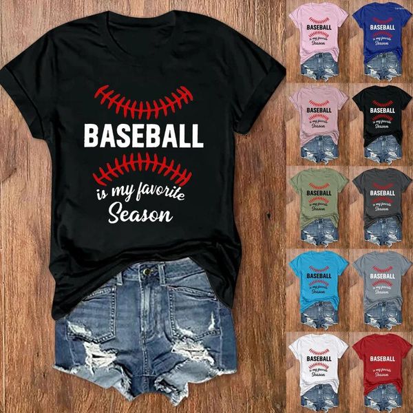 Damen-T-Shirts, modisches Rundhals-Kurzarm-T-Shirt „Baseball ist mein einfaches Langarm-Lauf-T-Shirt für Frauen“.