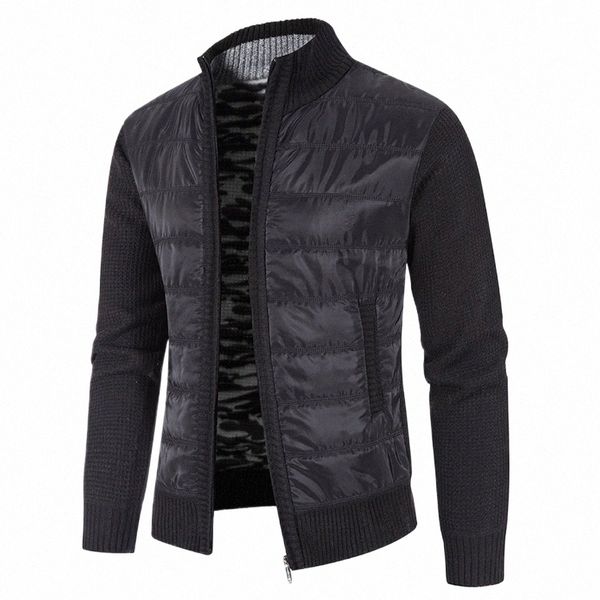 uomo autunno e inverno caldo addensato maglione foderato di pelliccia dolcevita cappotto cardigan giacca a maniche lunghe felpa abbigliamento uomo 03qC #