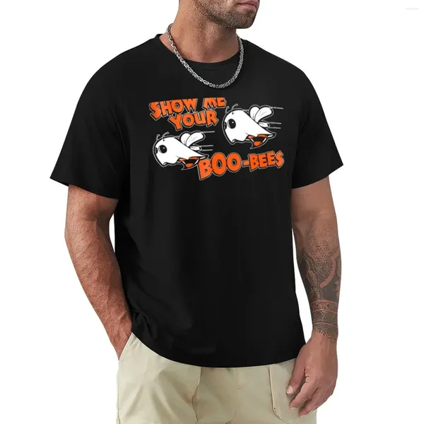 Polos masculinos mostre-me seu boo abelhas halloween camiseta meninos brancos anime roupas de manga curta camiseta estética